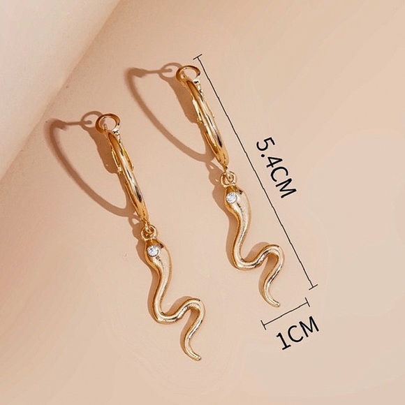 Any 3/$25! Gold/Crystal Snake Huggie Hoop Earrings - Picture 4 of 6